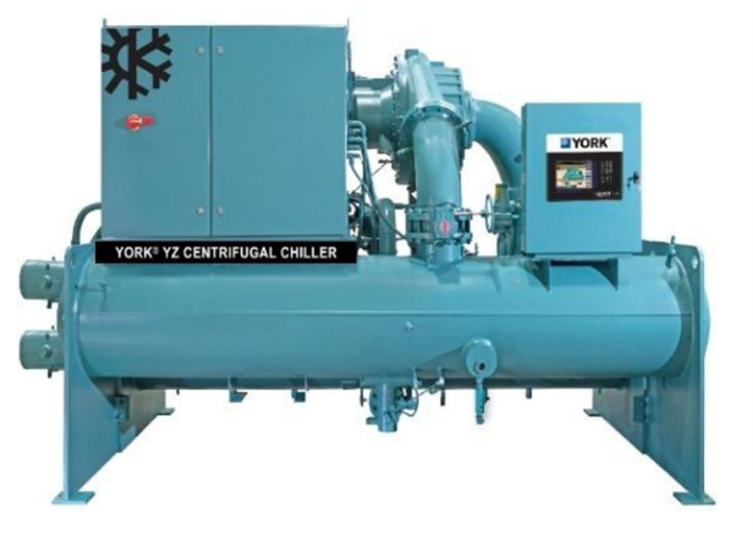Foto van een York koelmachine (YZ centrifugal chiller).